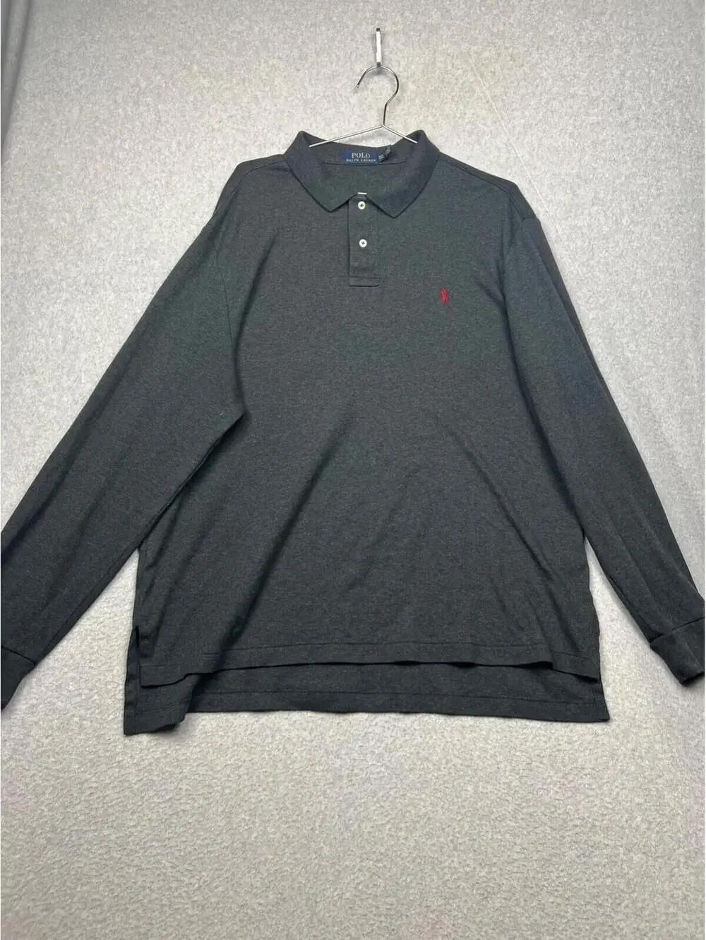Polo Ralph Lauren Polo Shirt Mens Charcoal Knit Long Sleeve XXL Classic Logo